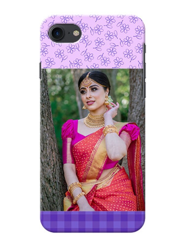 Custom iPhone 7 Mobile Cases: Purple Floral Design