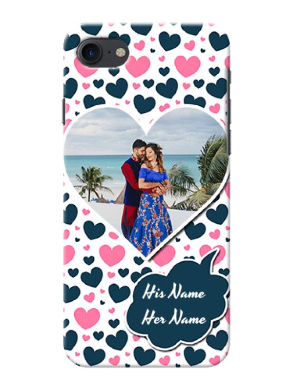 Custom iPhone 7 Mobile Covers Online: Pink & Blue Heart Design