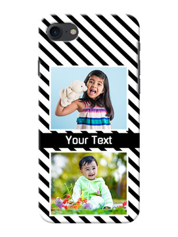 Custom iPhone 7 Back Covers: Black And White Stripes Design