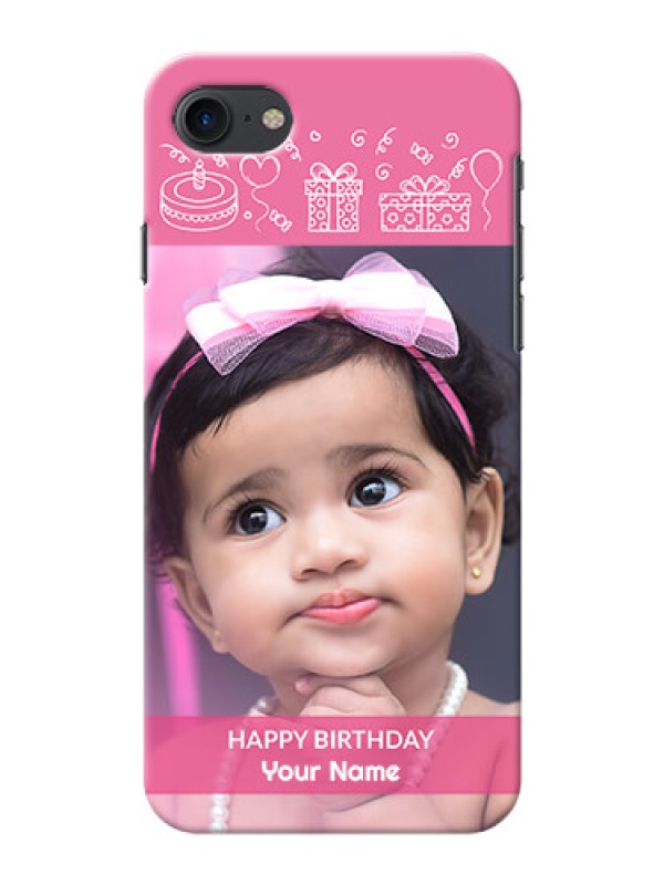 Custom iPhone 7 Custom Mobile Cover with Birthday Line Art Design