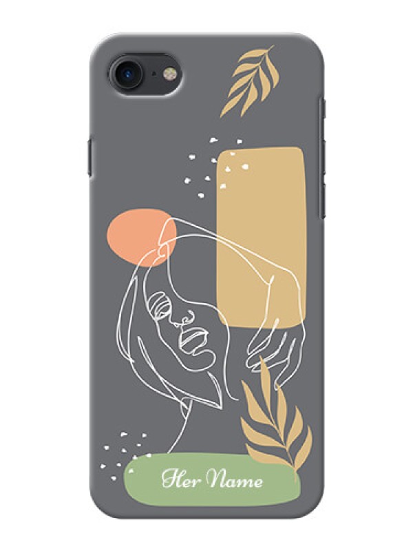 Custom iPhone 8 Phone Back Covers: Gazing Woman line art Design