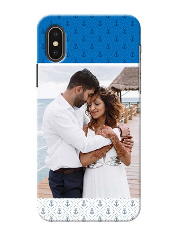 Custom iPhone X Mobile Phone Covers: Blue Anchors Design