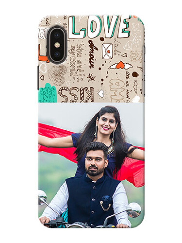 Custom iPhone X Personalised mobile covers: Love Doodle Pattern 