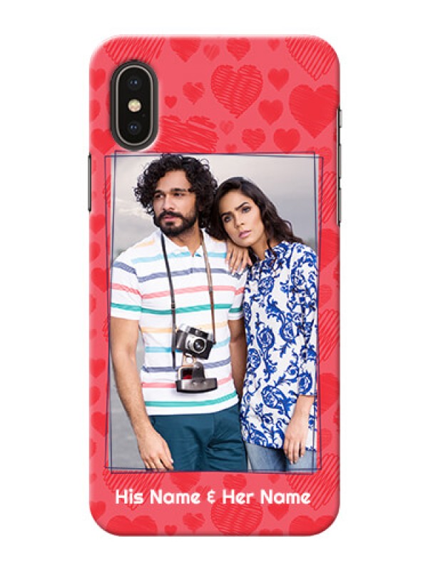 Custom iPhone X Mobile Back Covers: with Red Heart Symbols Design