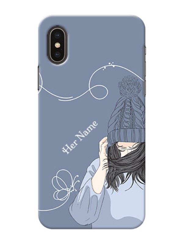 Custom iPhone X Custom Mobile Case with Girl in winter outfit Design