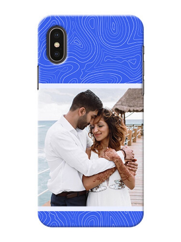 Custom iPhone X Mobile Back Covers: Curved line art with blue and white Design