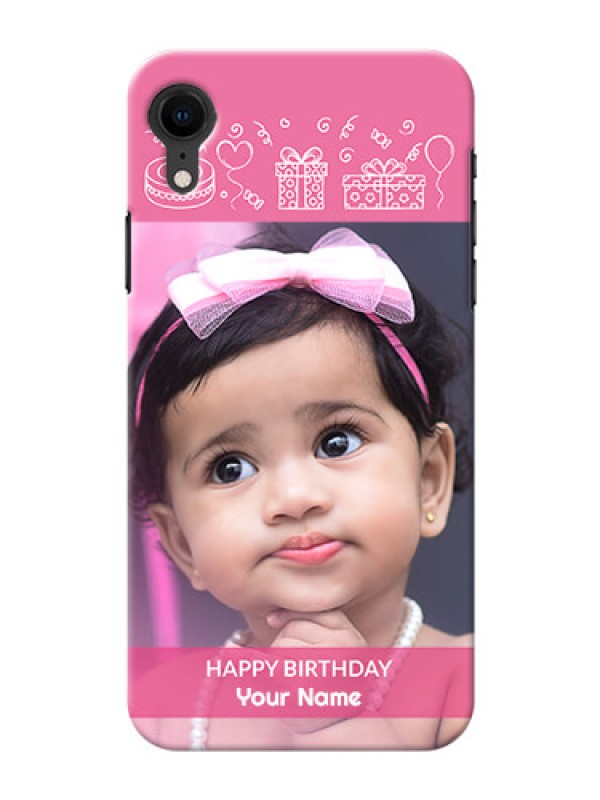 Custom Apple Iphone XR Custom Mobile Cover with Birthday Line Art Design