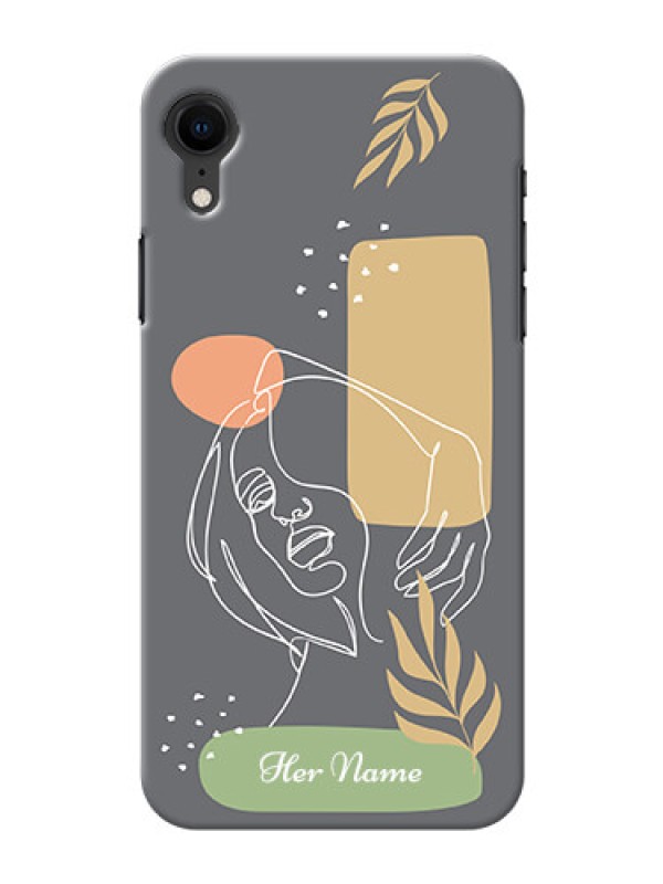 Custom iPhone Xr Phone Back Covers: Gazing Woman line art Design