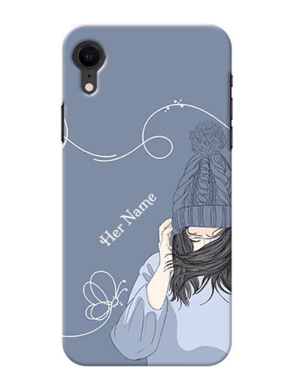 Custom iPhone Xr Custom Mobile Case with Girl in winter outfit Design