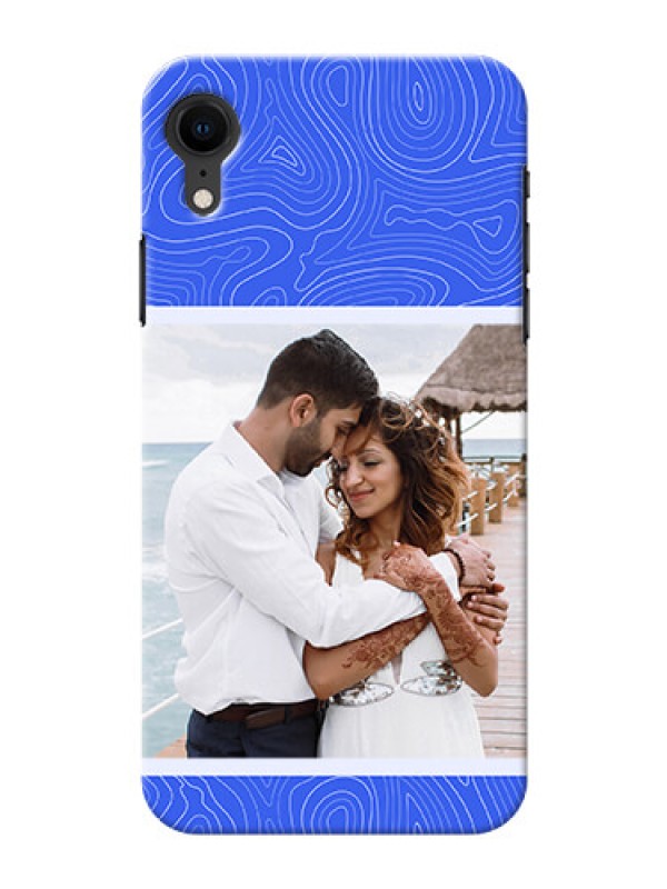 Custom iPhone Xr Mobile Back Covers: Curved line art with blue and white Design