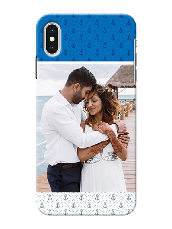 Custom iPhone XS Max Mobile Phone Covers: Blue Anchors Design