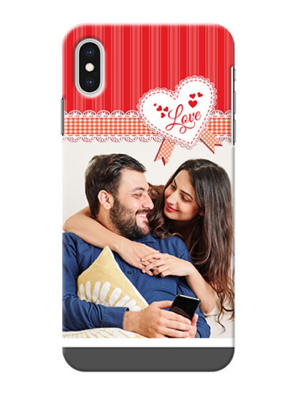 Custom iPhone XS Max phone cases online: Red Love Pattern Design