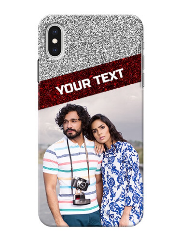 Custom iPhone XS Max Mobile Cases: Image Holder with Glitter Strip Design