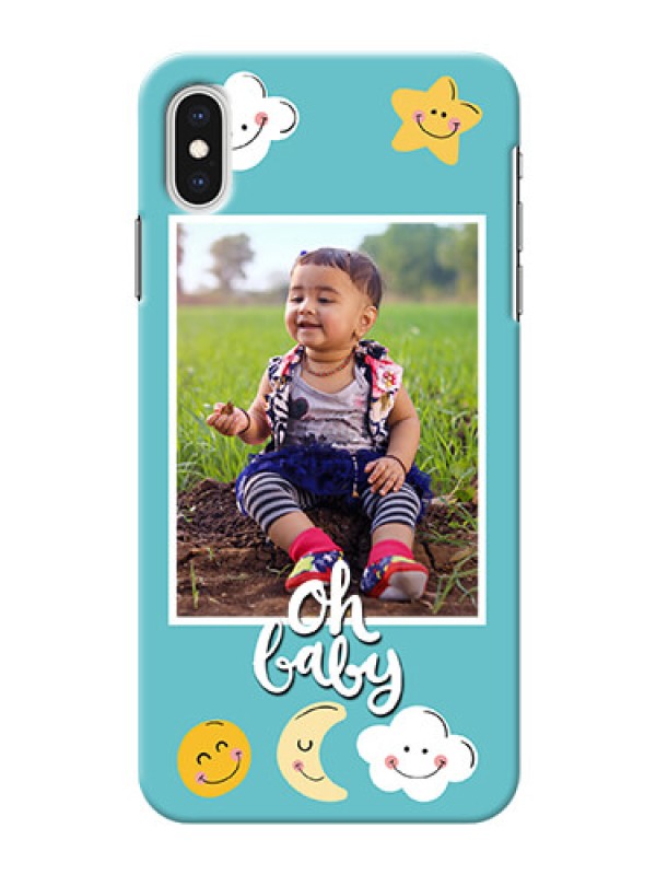 Custom iPhone XS Max Personalised Phone Cases: Smiley Kids Stars Design