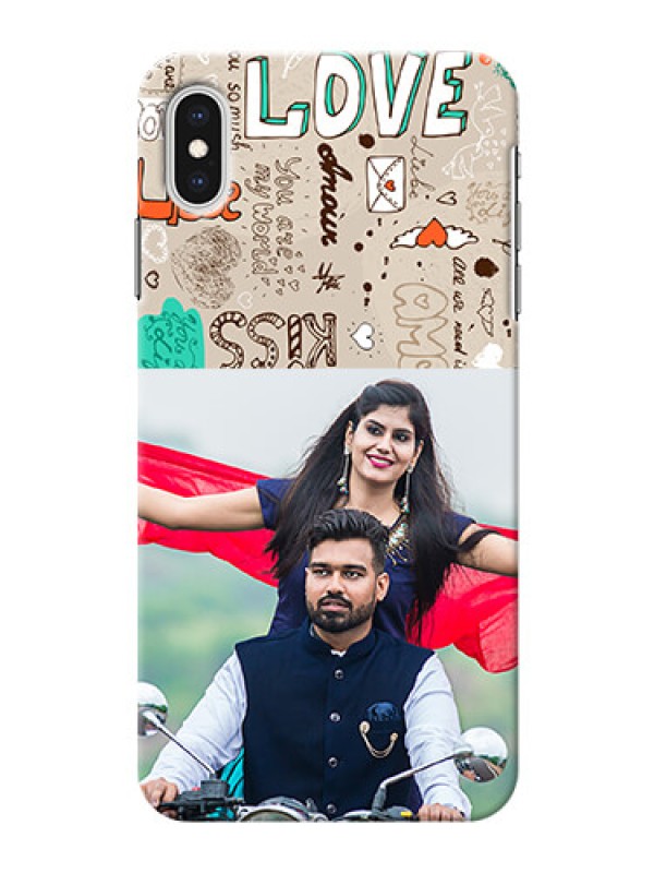 Custom iPhone XS Max Personalised mobile covers: Love Doodle Pattern 
