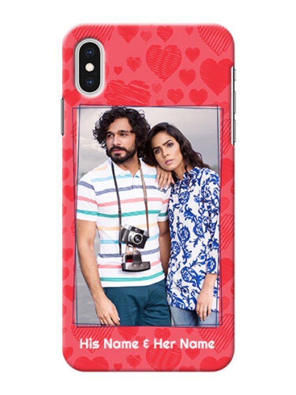 Custom iPhone XS Max Mobile Back Covers: with Red Heart Symbols Design