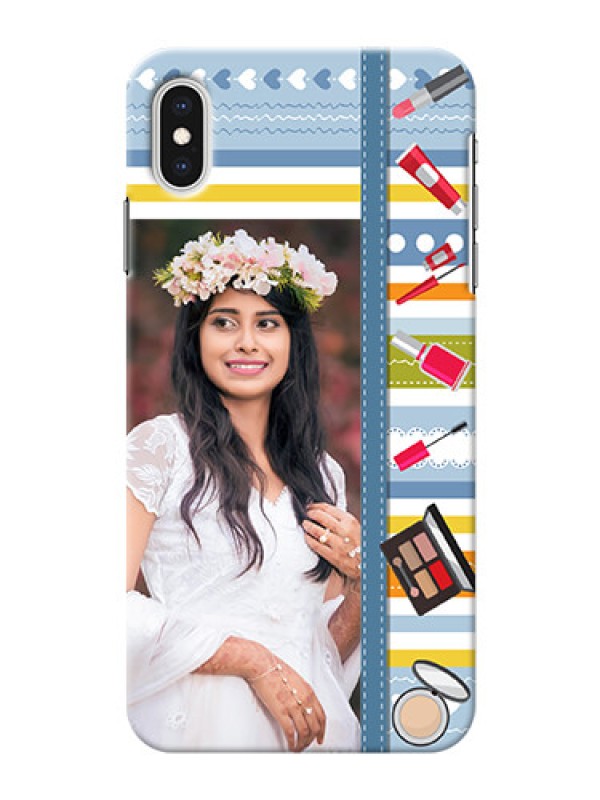 Custom iPhone XS Max Personalized Mobile Cases: Makeup Icons Design