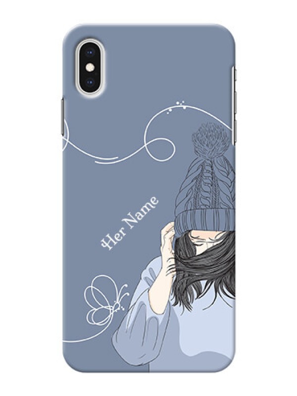 Custom iPhone Xs Max Custom Mobile Case with Girl in winter outfit Design