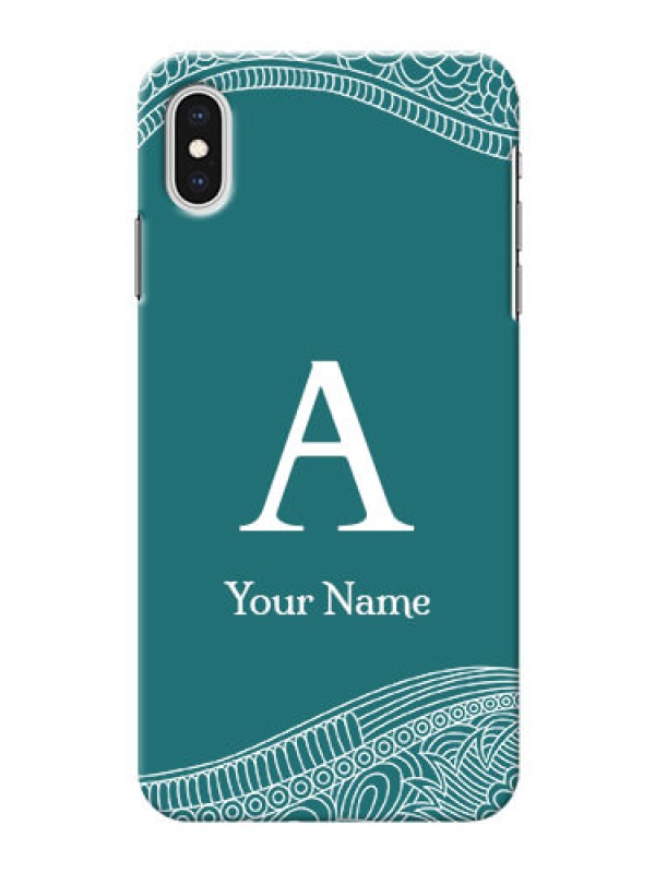 Custom iPhone Xs Max Mobile Back Covers: line art pattern with custom name Design