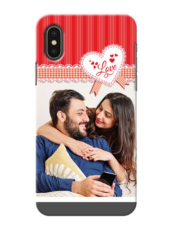 Custom iPhone XS phone cases online: Red Love Pattern Design