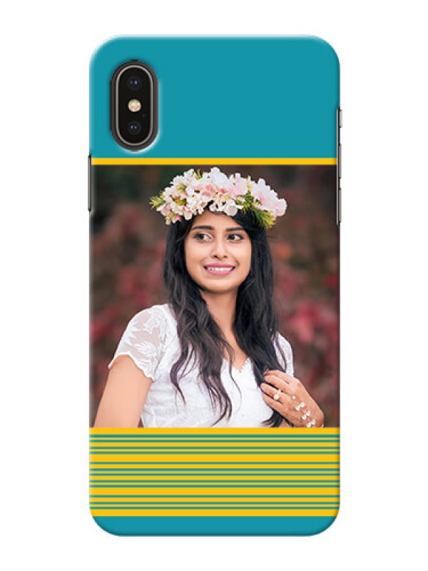 Custom iPhone XS personalized phone covers: Yellow & Blue Design 