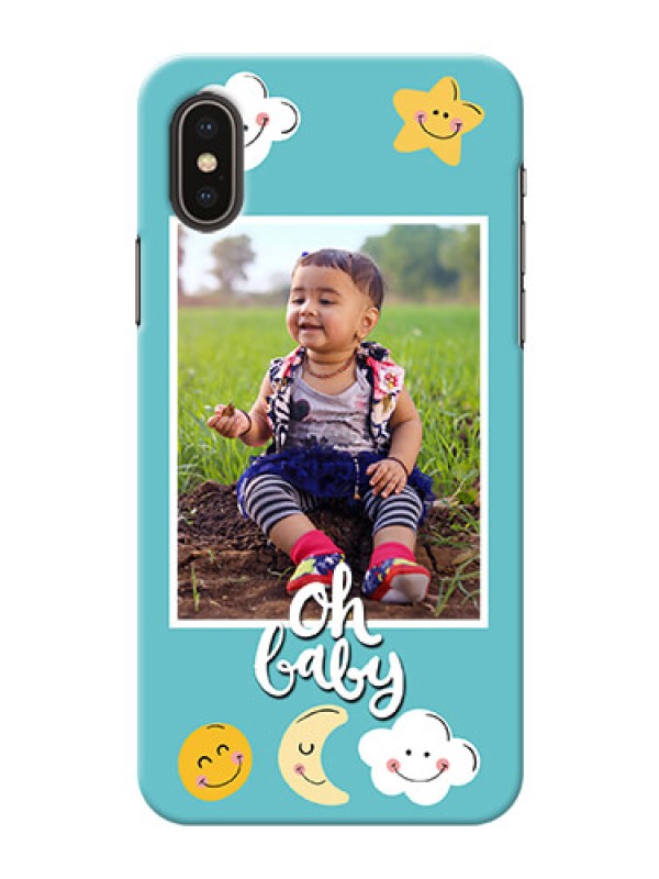 Custom iPhone XS Personalised Phone Cases: Smiley Kids Stars Design