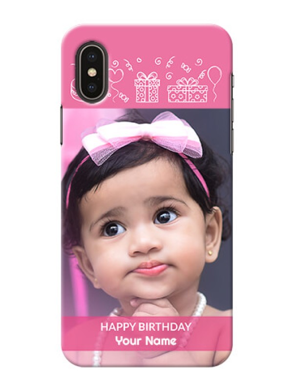 Custom iPhone XS Custom Mobile Cover with Birthday Line Art Design