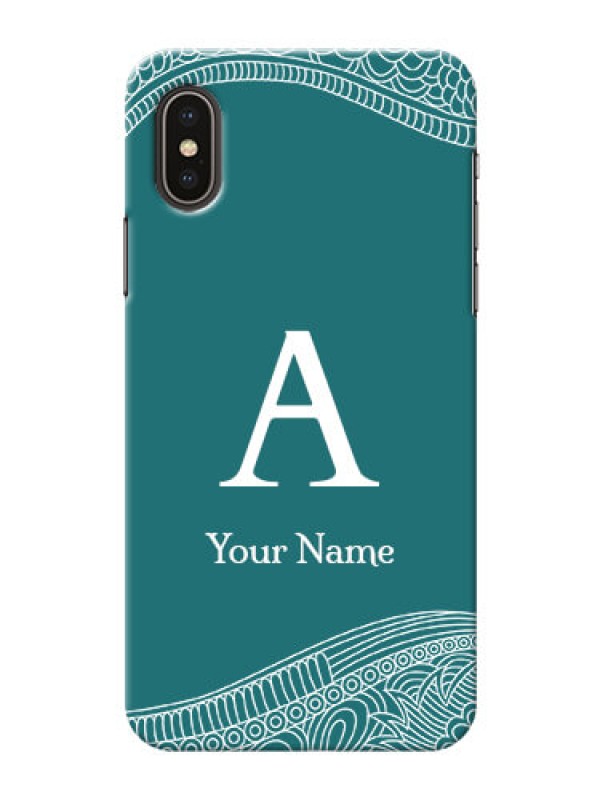 Custom iPhone Xs Mobile Back Covers: line art pattern with custom name Design