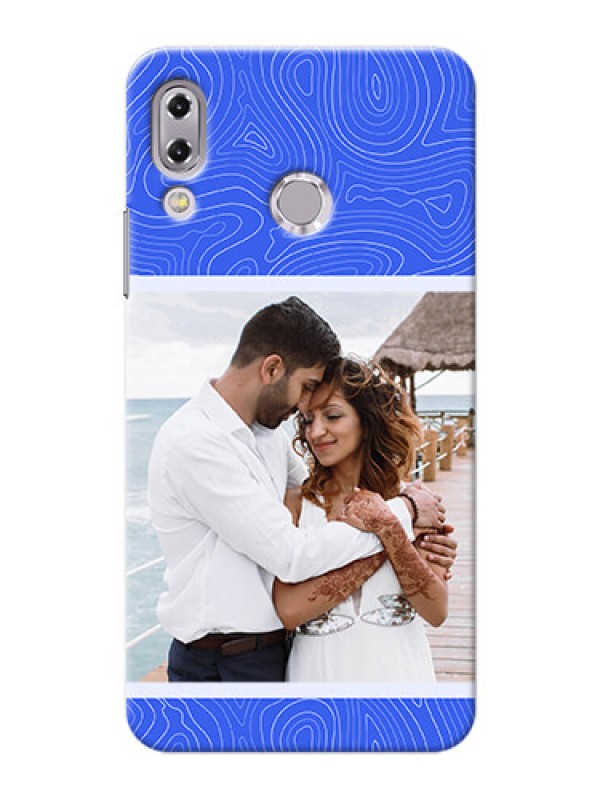 Custom zenfone 5Z Zs620Kl Mobile Back Covers: Curved line art with blue and white Design
