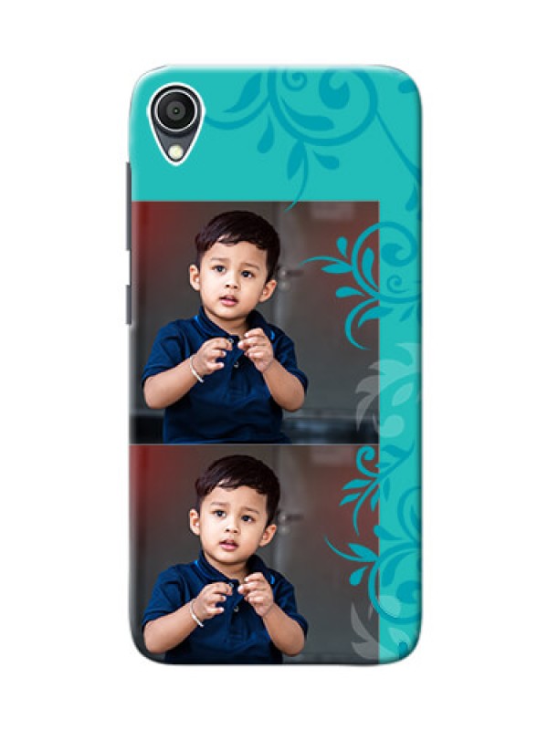 Custom Zenfone Lite L1 Mobile Cases with Photo and Green Floral Design 