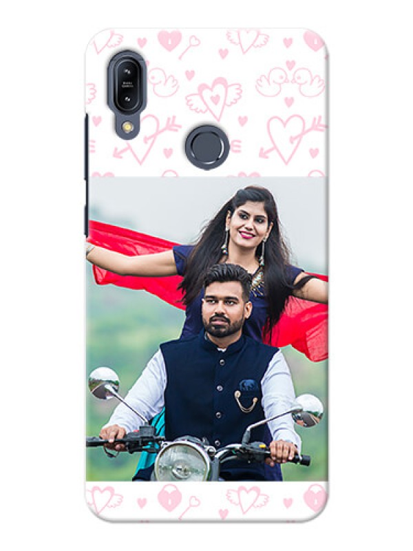 Custom Asus Zenfone Max M2 personalized phone covers: Pink Flying Heart Design