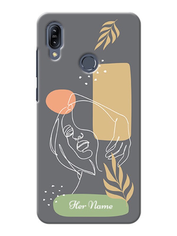 Custom zenfone Max M2 Zb632Kl Phone Back Covers: Gazing Woman line art Design