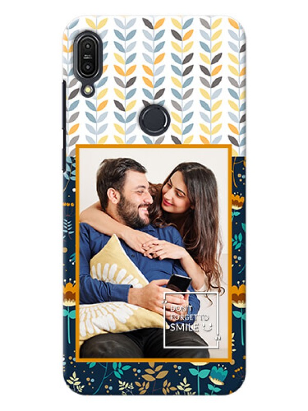 Custom Asus Zenfone Max Pro M1 seamless and floral pattern design with smile quote Design