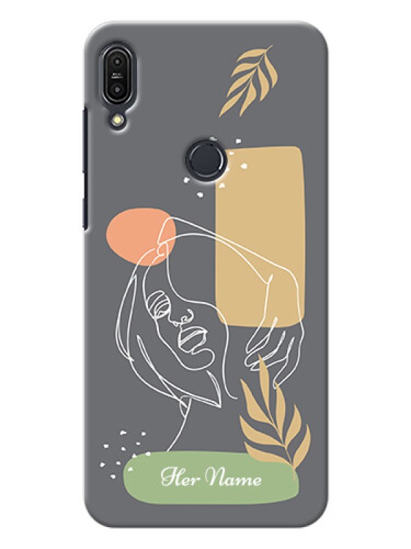 Custom zenfone Max Pro M1 Phone Back Covers: Gazing Woman line art Design