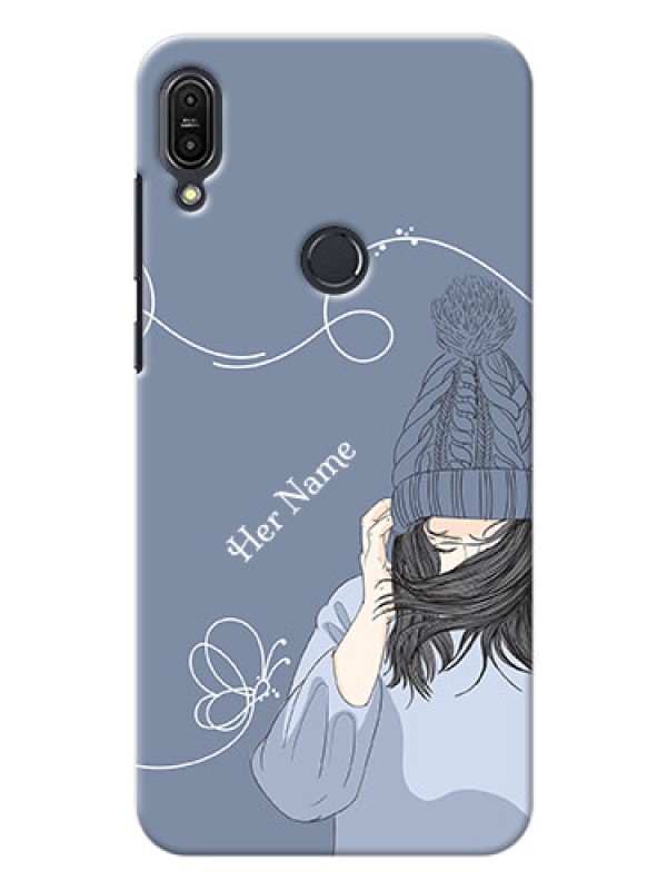 Custom zenfone Max Pro M1 Custom Mobile Case with Girl in winter outfit Design