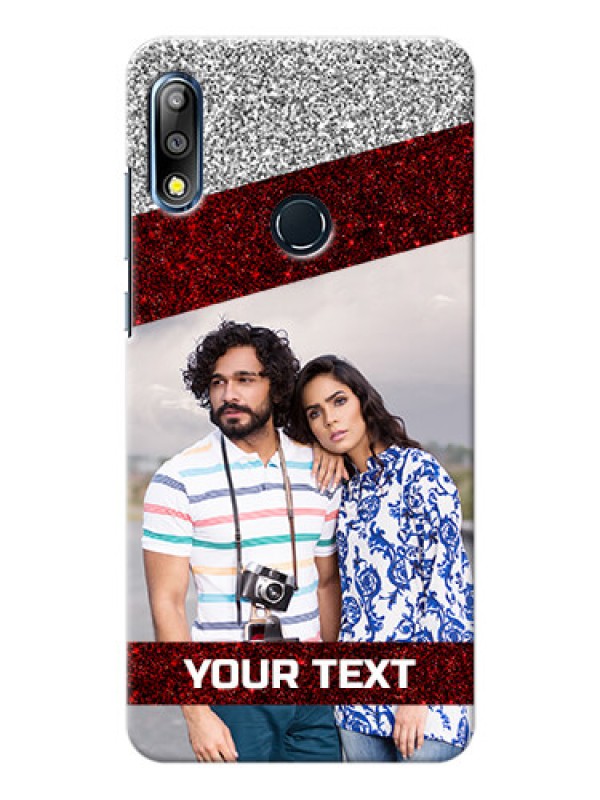 Custom Zenfone Max Pro M2 Mobile Cases: Image Holder with Glitter Strip Design