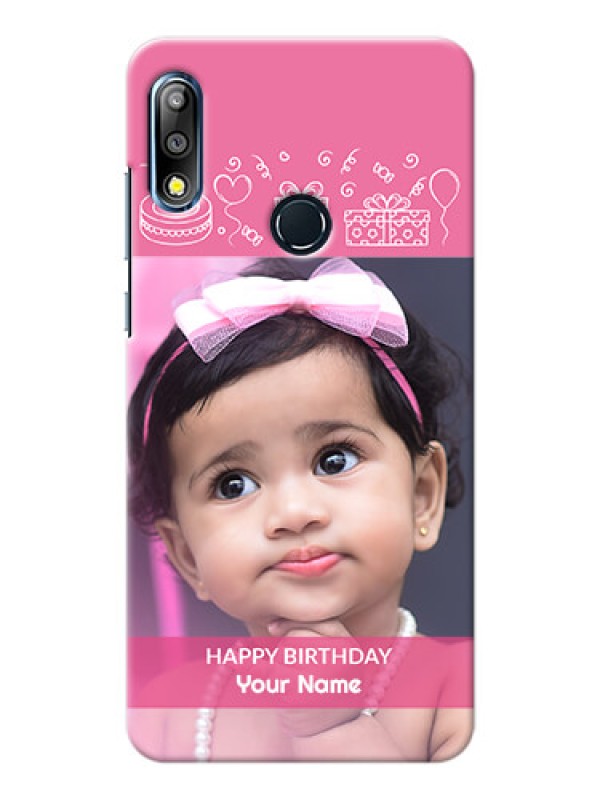 Custom Zenfone Max Pro M2 Custom Mobile Cover with Birthday Line Art Design
