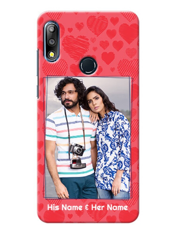Custom Zenfone Max Pro M2 Mobile Back Covers: with Red Heart Symbols Design