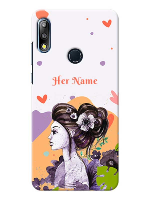 Custom zenfone Max Pro M2 Custom Mobile Case with Woman And Nature Design