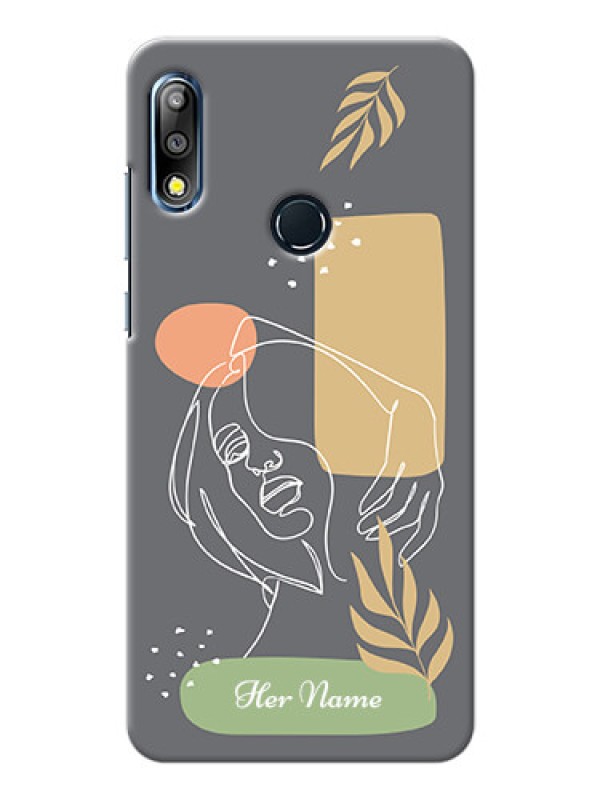 Custom zenfone Max Pro M2 Phone Back Covers: Gazing Woman line art Design