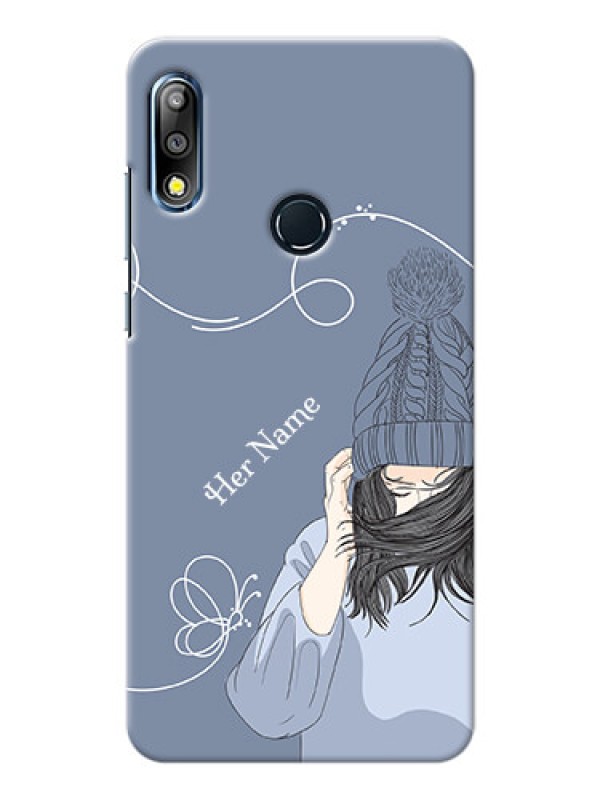 Custom zenfone Max Pro M2 Custom Mobile Case with Girl in winter outfit Design