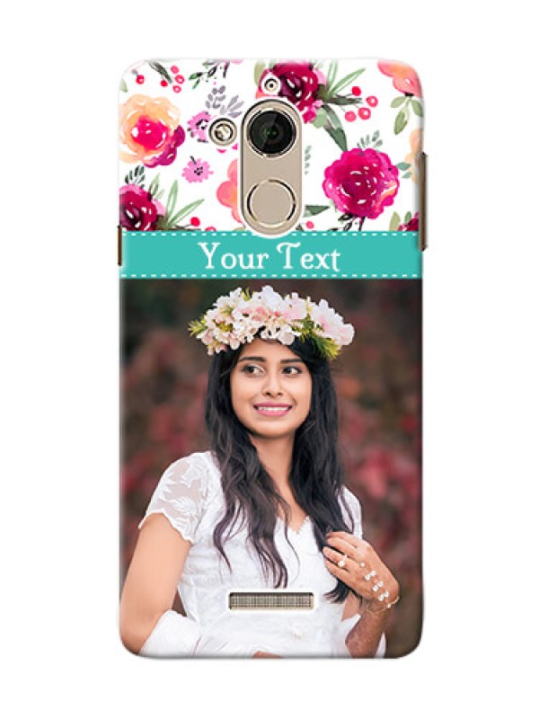 Custom Coolpad Note 5 watercolour floral design with retro lines pattern Design