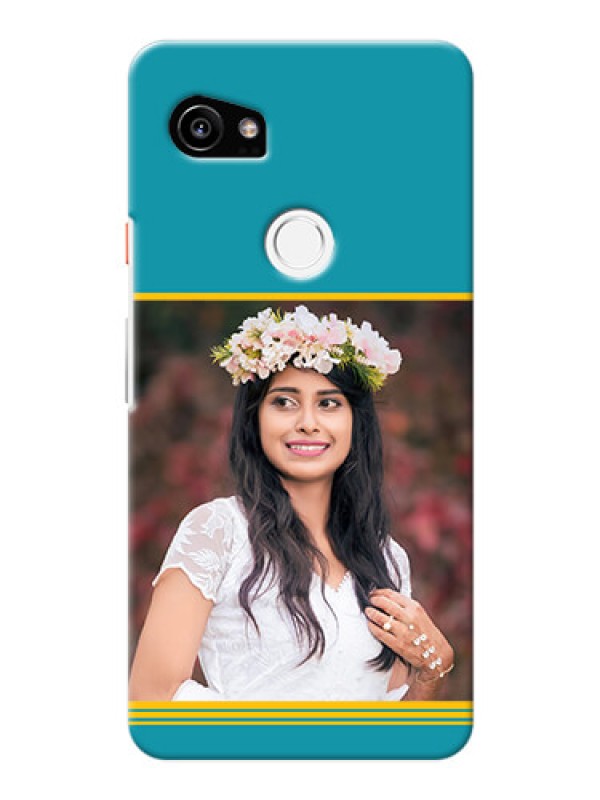 Custom Google Pixel 2 XL personalized phone covers: Yellow & Blue Design 