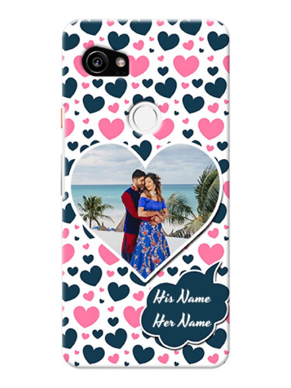 Custom Google Pixel 2 XL Mobile Covers Online: Pink & Blue Heart Design