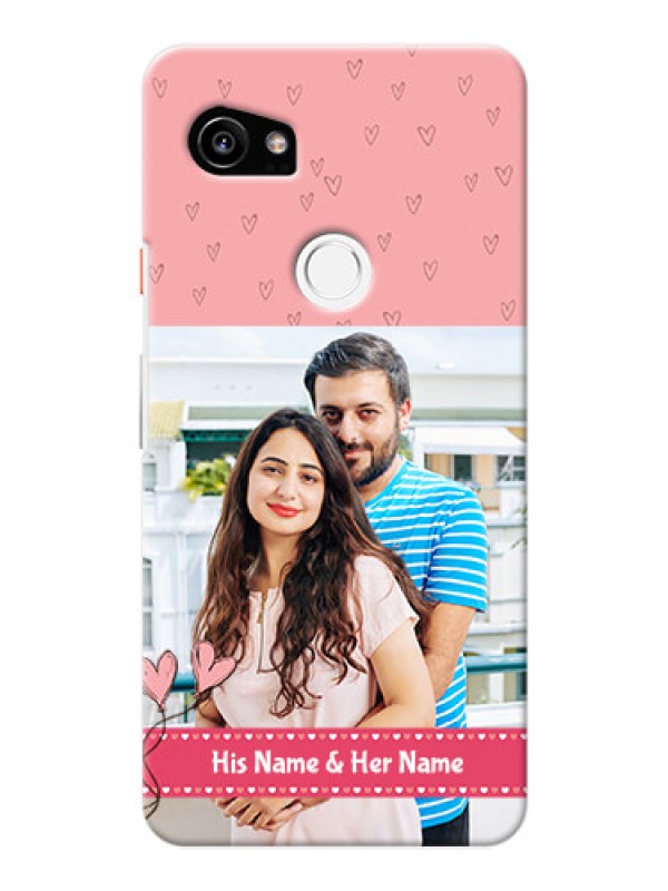 Custom Google Pixel 2 XL phone back covers: Love Design Peach Color
