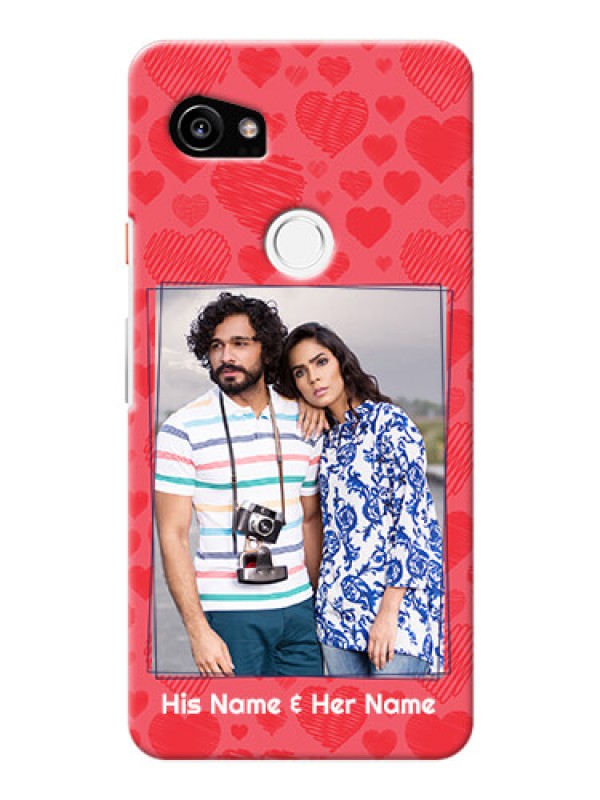 Custom Google Pixel 2 XL Mobile Back Covers: with Red Heart Symbols Design