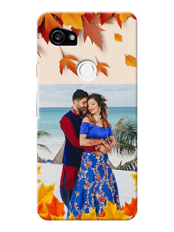 Custom Google Pixel 2 XL Mobile Phone Cases: Autumn Maple Leaves Design