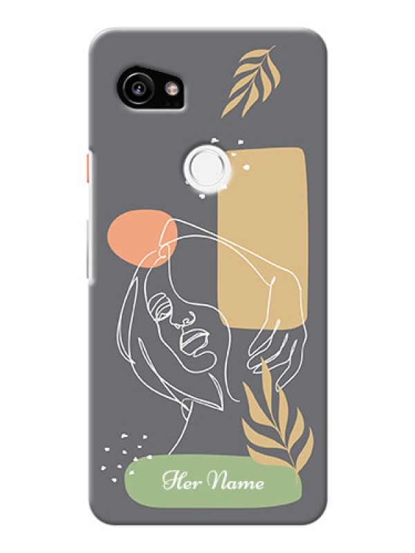 Custom Pixel 2 Xl Phone Back Covers: Gazing Woman line art Design
