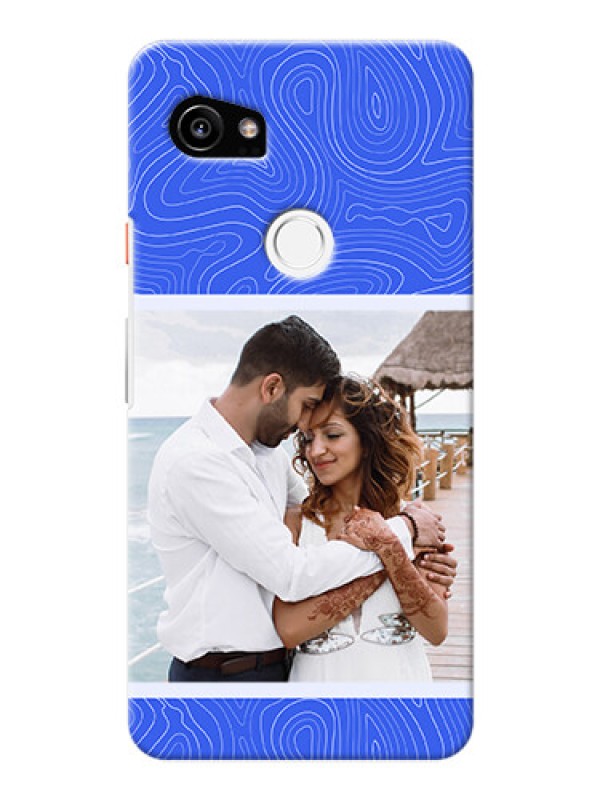 Custom Pixel 2 Xl Mobile Back Covers: Curved line art with blue and white Design