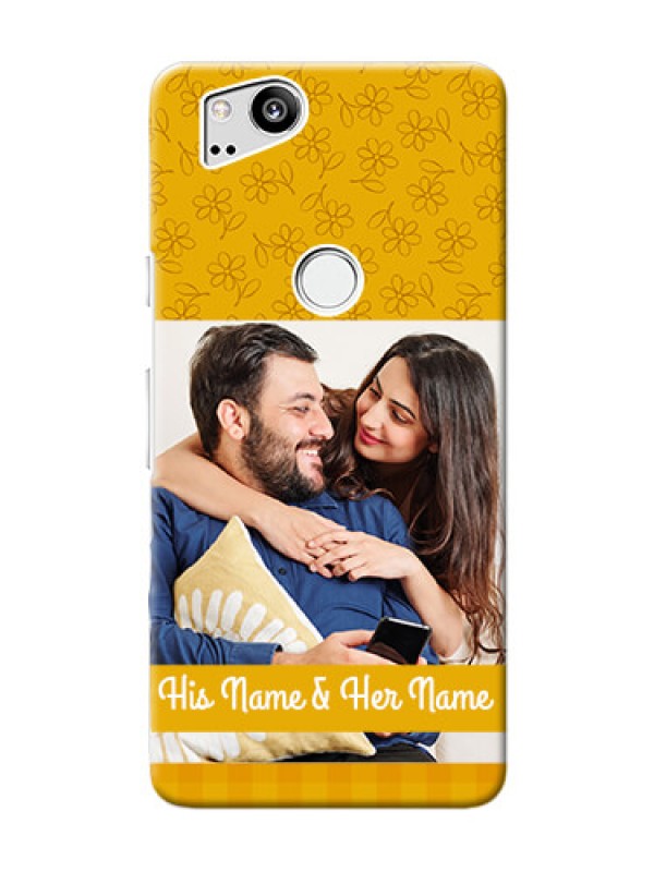 Custom Google Pixel 2 mobile phone covers: Yellow Floral Design